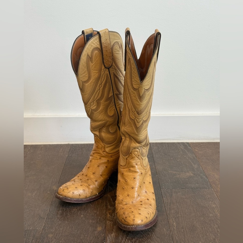 Ostrich leather cowboy boots